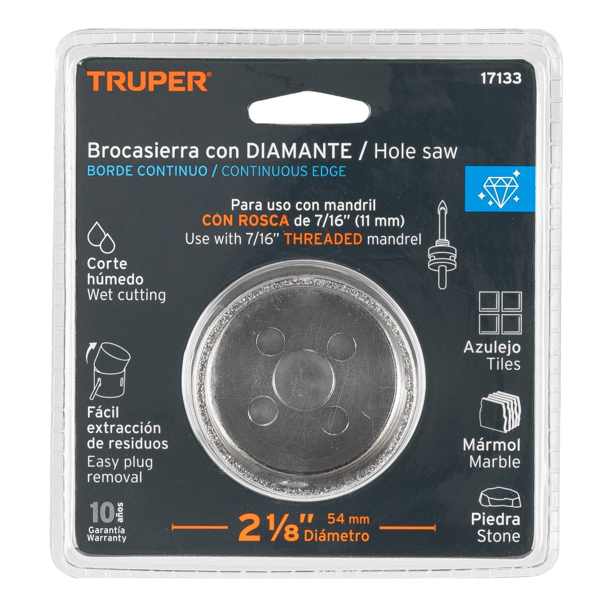 Sierra copa con diamante 2-1/8´´ borde continuo, Truper4