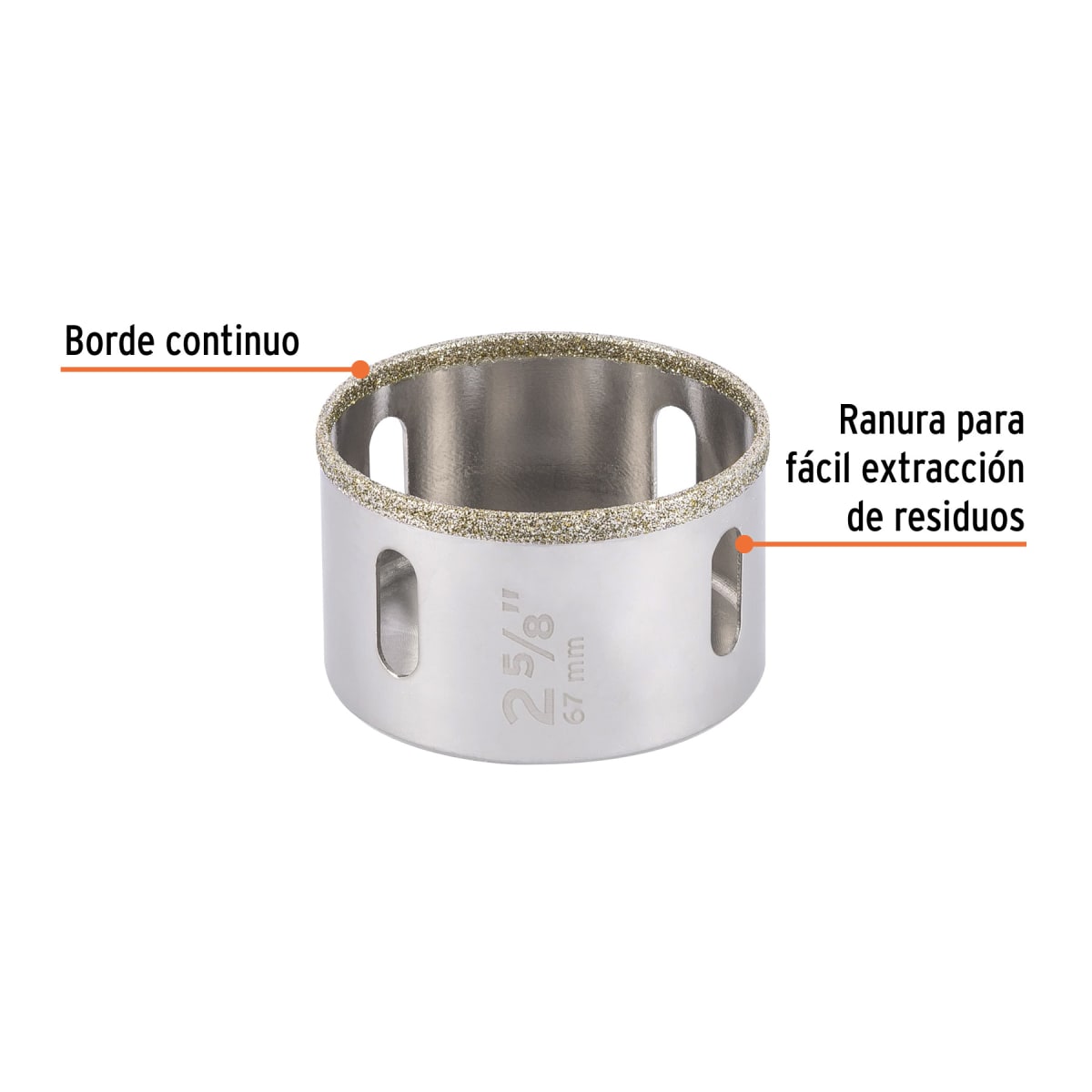 Sierra copa con diamante 2-5/8´´ borde continuo, Truper2