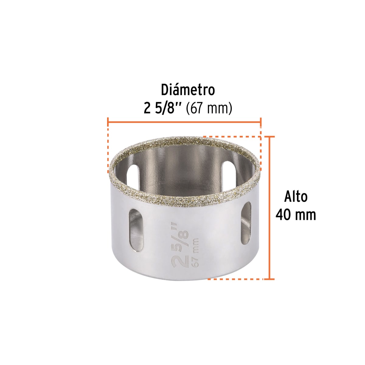 Sierra copa con diamante 2-5/8´´ borde continuo, Truper3