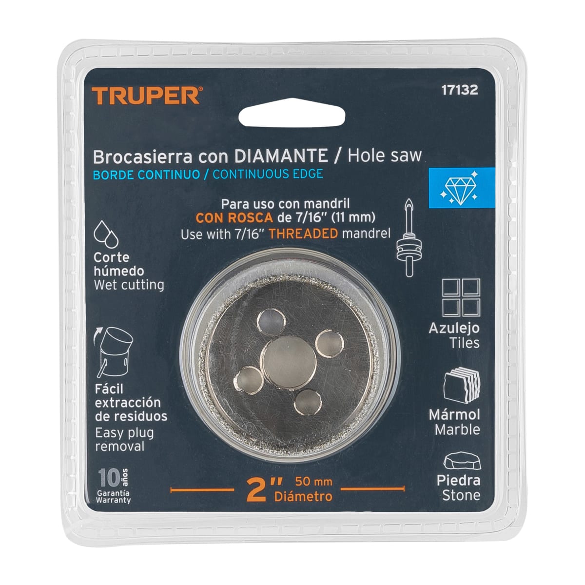Sierra copa con diamante 2´´ borde continuo, Truper4