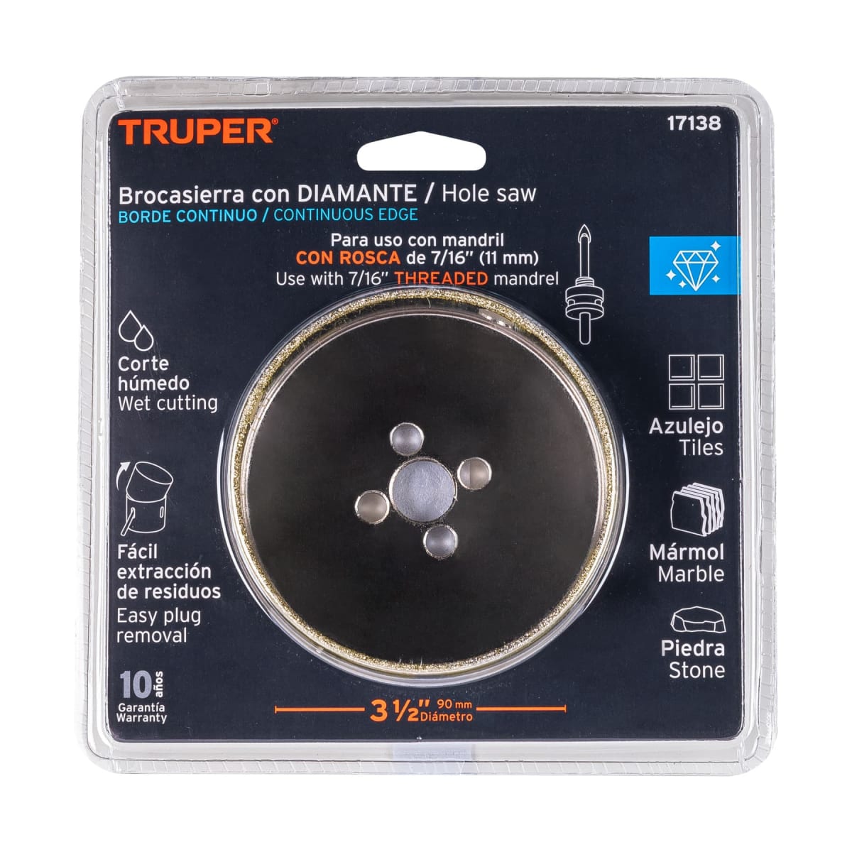 Sierra copa con diamante 3-1/2´´ borde continuo, Truper4