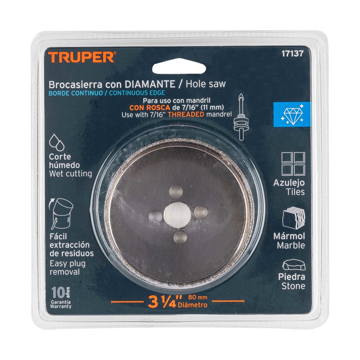 Sierra copa con diamante 3-1/4´´ borde continuo, Truper4