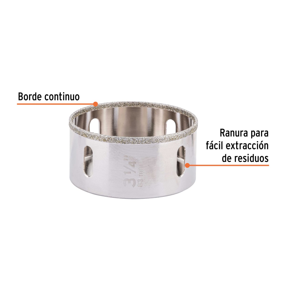 Sierra copa con diamante 3-1/4´´ borde continuo, Truper2