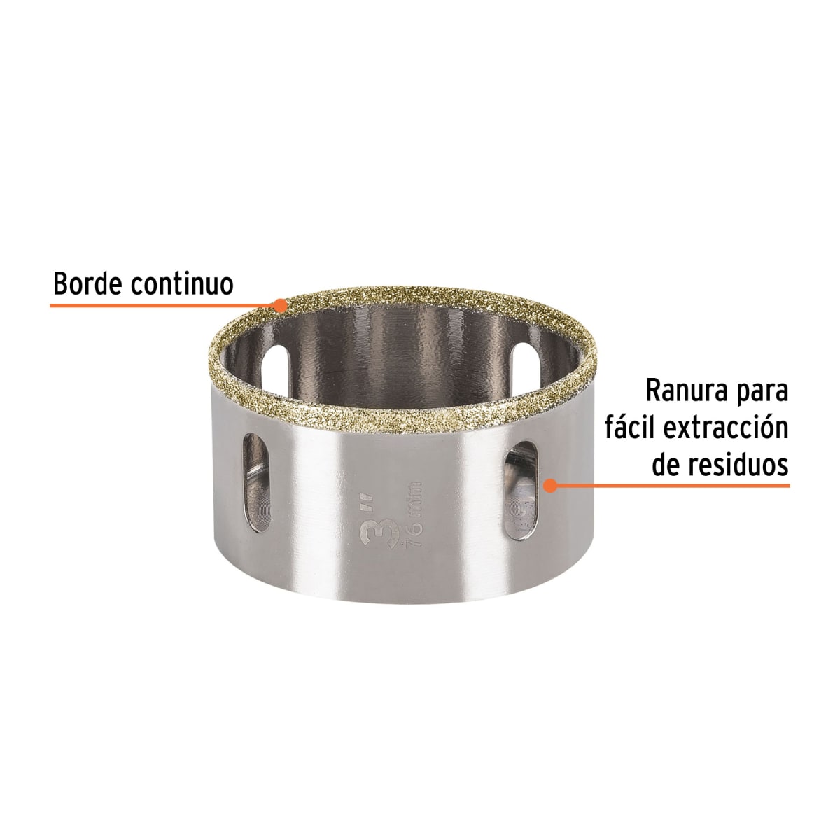 Sierra copa con diamante 3'' borde continuo Truper2