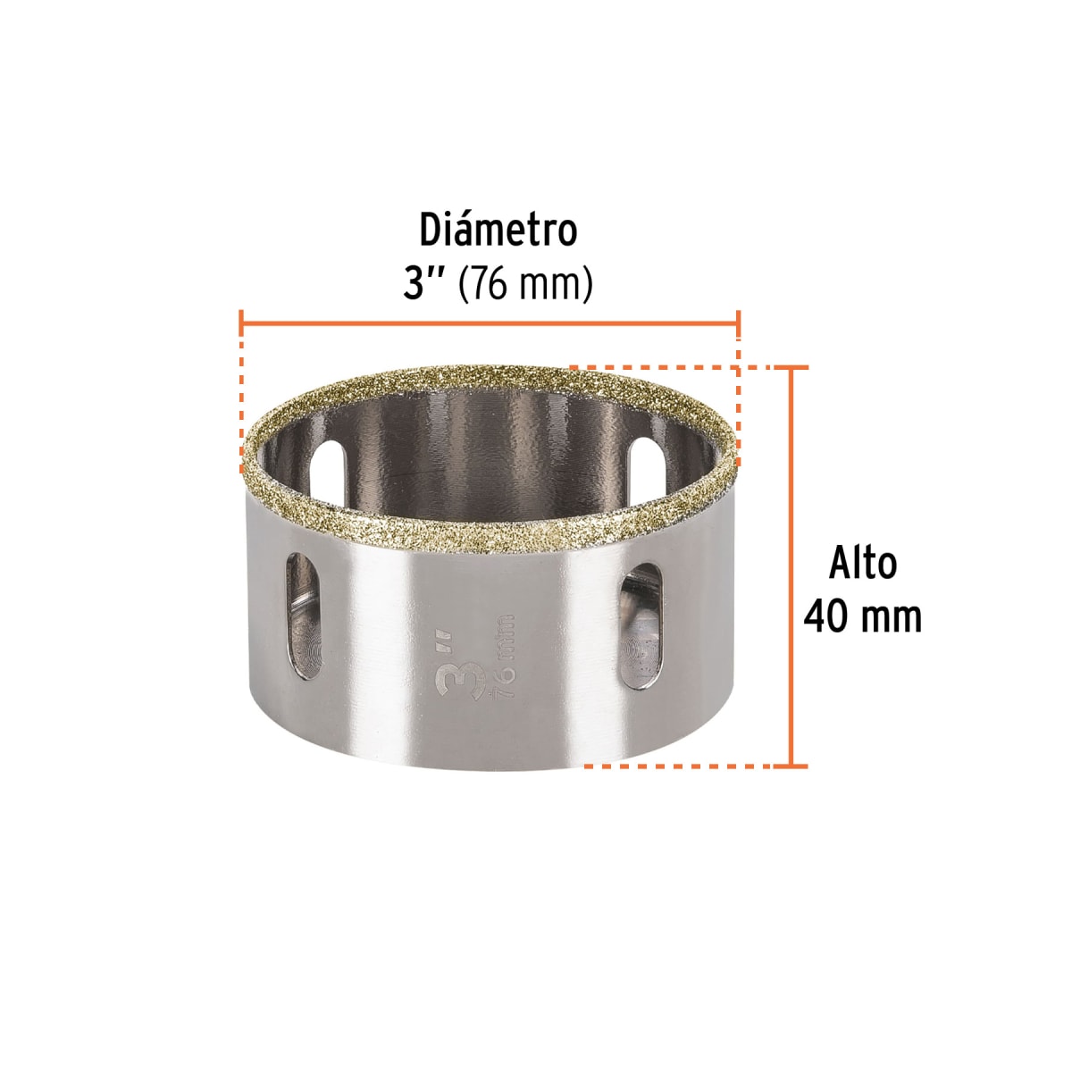 Sierra copa con diamante 3'' borde continuo Truper3