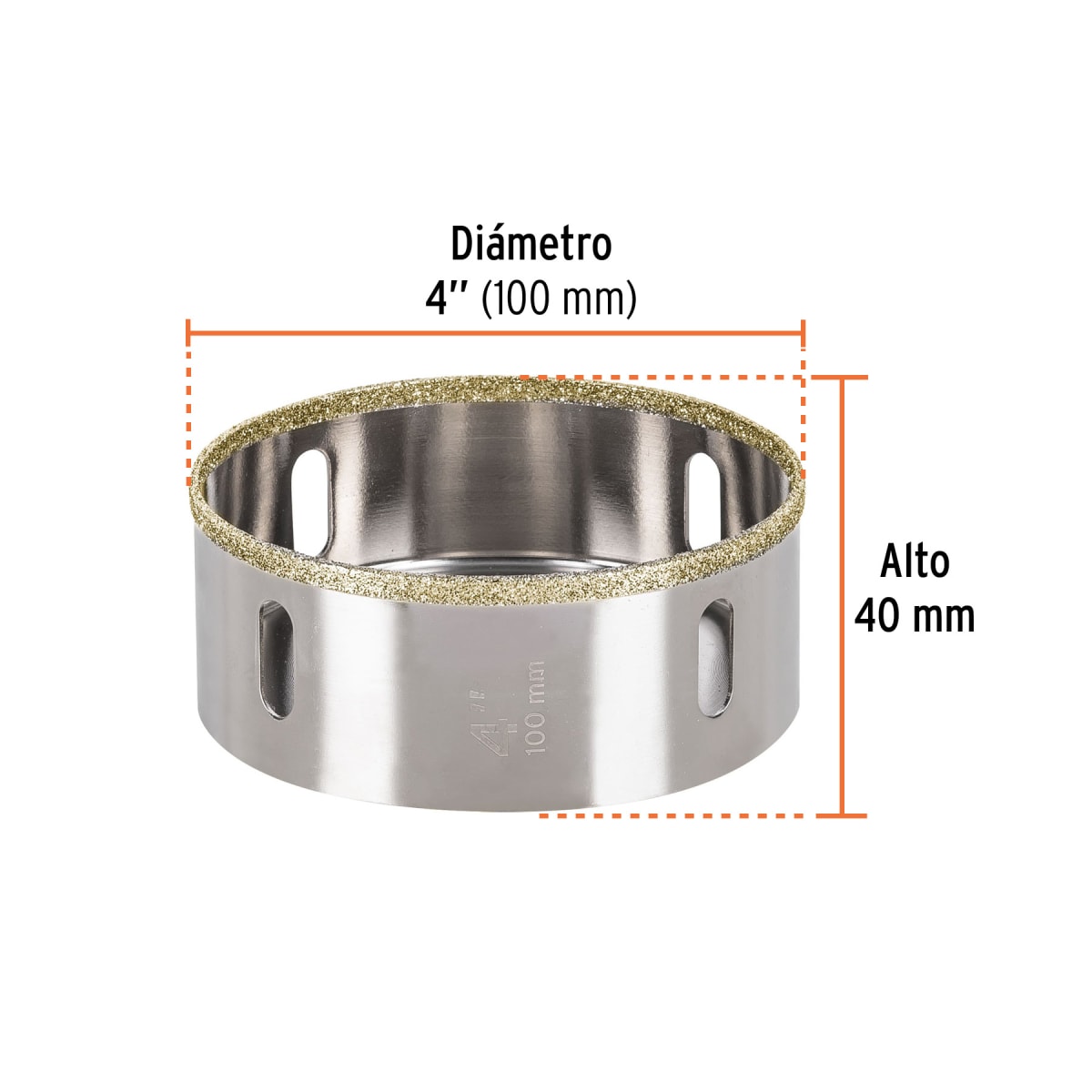 Sierra copa con diamante 4´´ borde continuo, Truper3