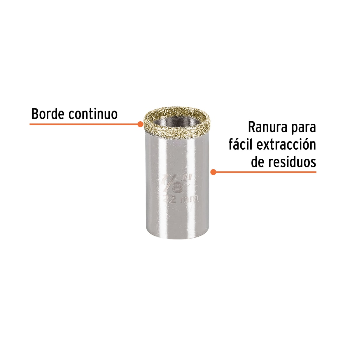 Sierra copa con diamante 7/8´´ borde continuo, Truper2