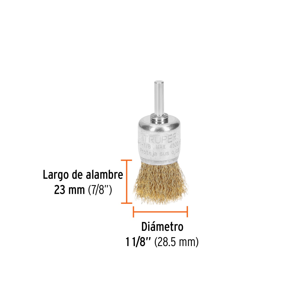 Escobilla tipo copa 1-1/8´´ alambre grueso para taladro, Truper3