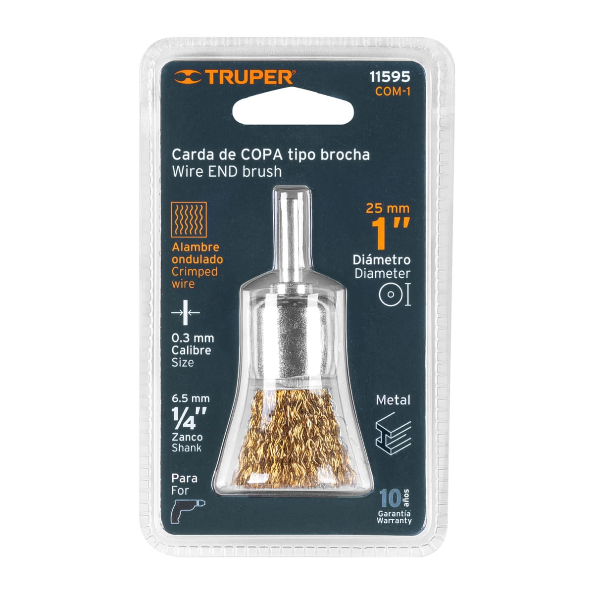 Escobilla tipo copa 1'' alambre grueso para taladro. truper4