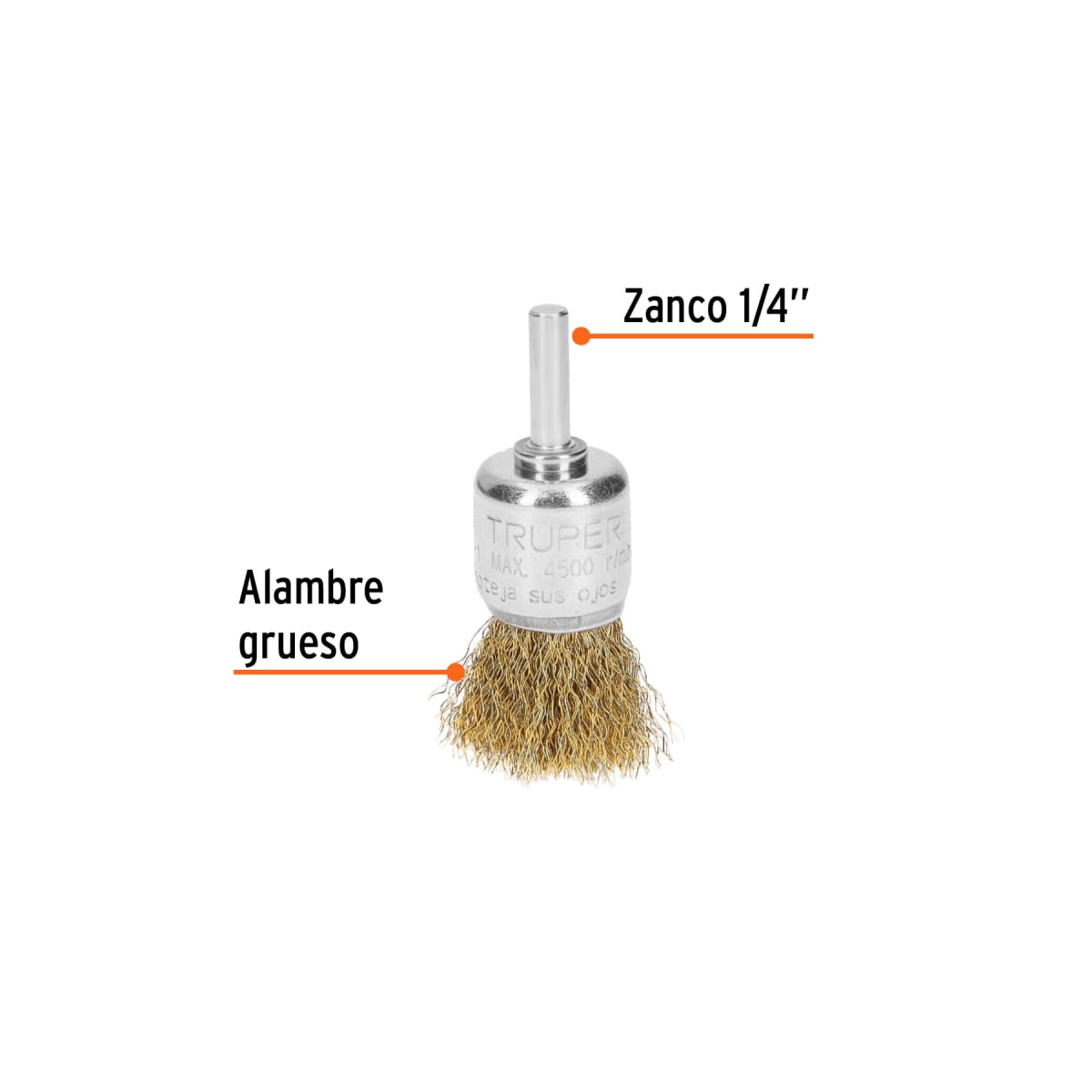 Escobilla tipo copa 1'' alambre grueso para taladro. truper2