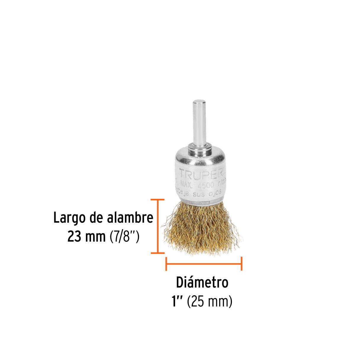 Escobilla tipo copa 1'' alambre grueso para taladro. truper3