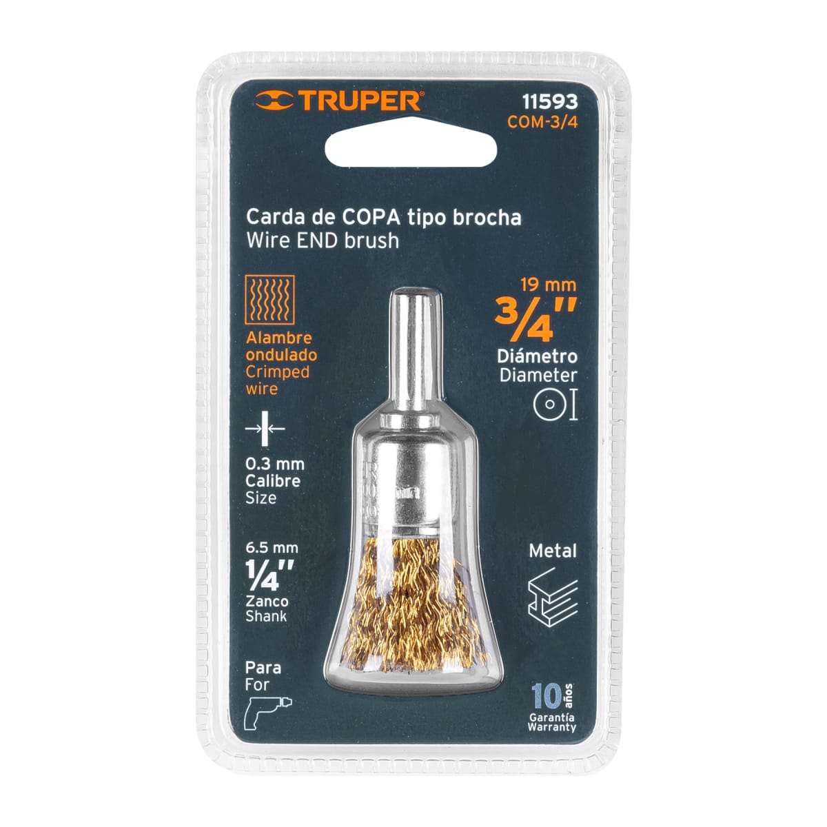 Escobilla tipo copa 3/4'' alambre grueso para taladro Truper4