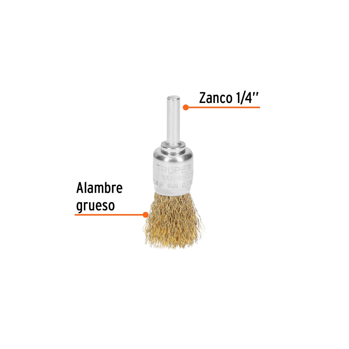 Escobilla tipo copa 3/4'' alambre grueso para taladro Truper2