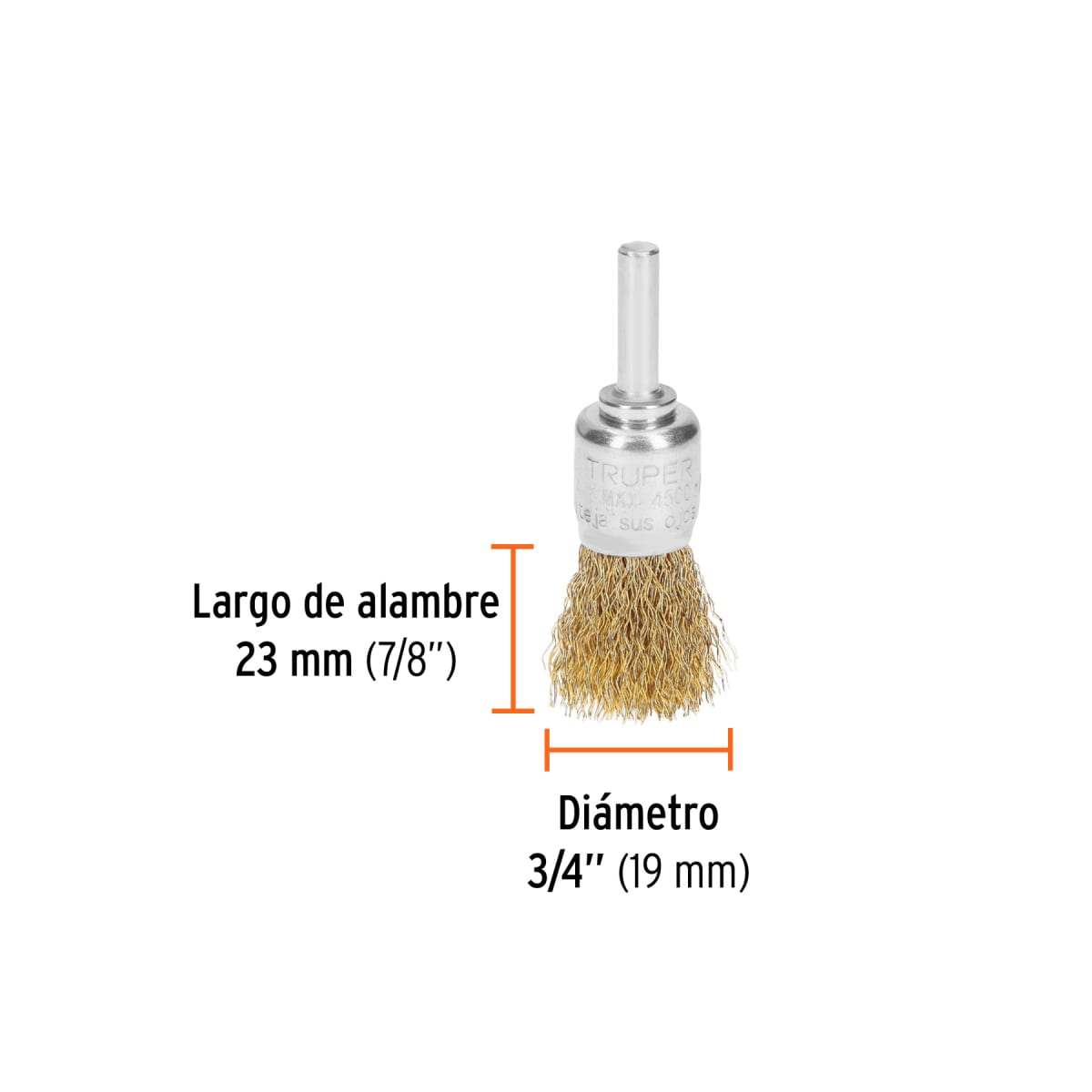 Escobilla tipo copa 3/4'' alambre grueso para taladro Truper3