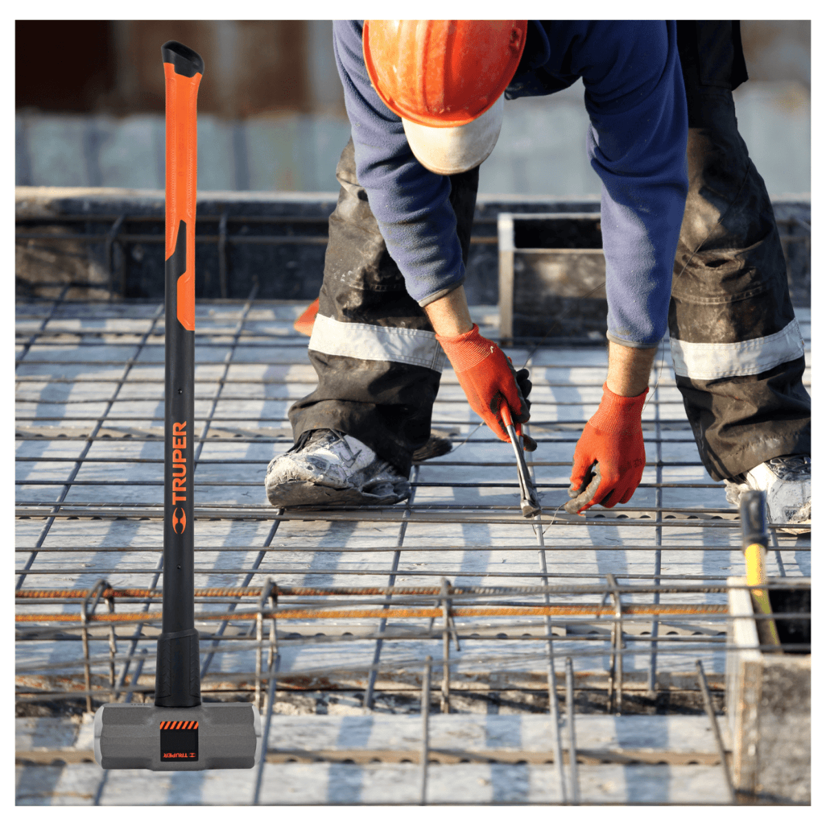 Comba octagonal 16 lb mango de fibra de vidrio 36