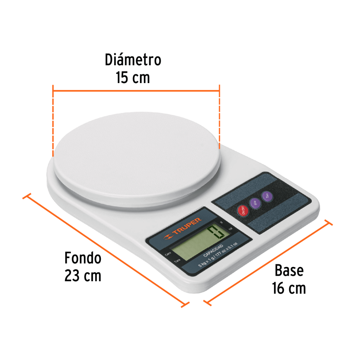 Balanza para cocina de plastico 5kg con mini afilador de cuchillos truper4