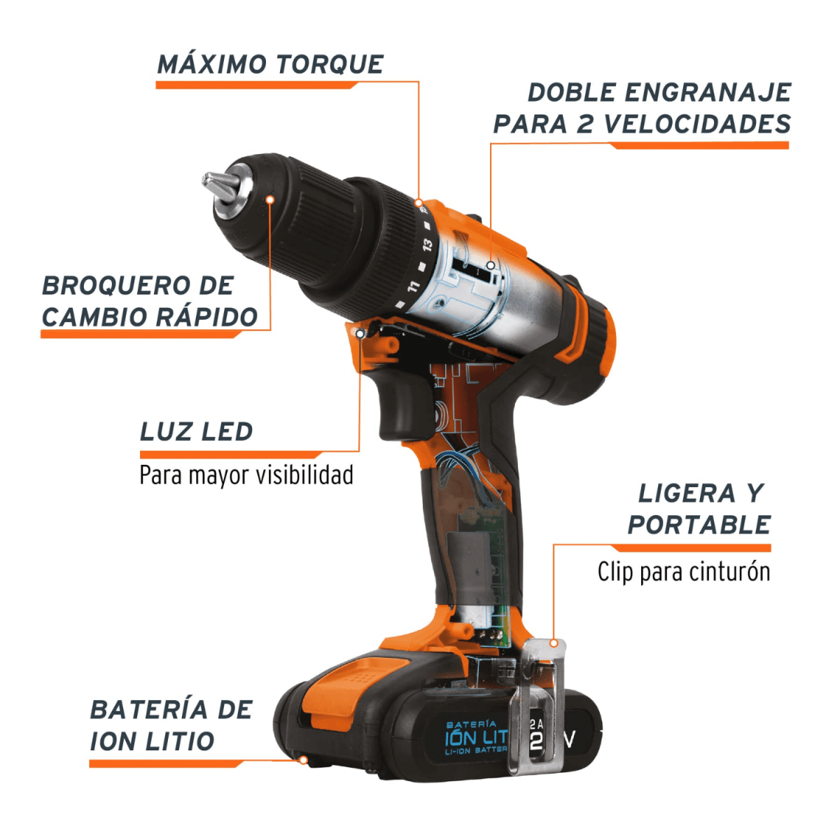 Combo taladro atornillador + navaja profesional + brocas y espátula Truper2