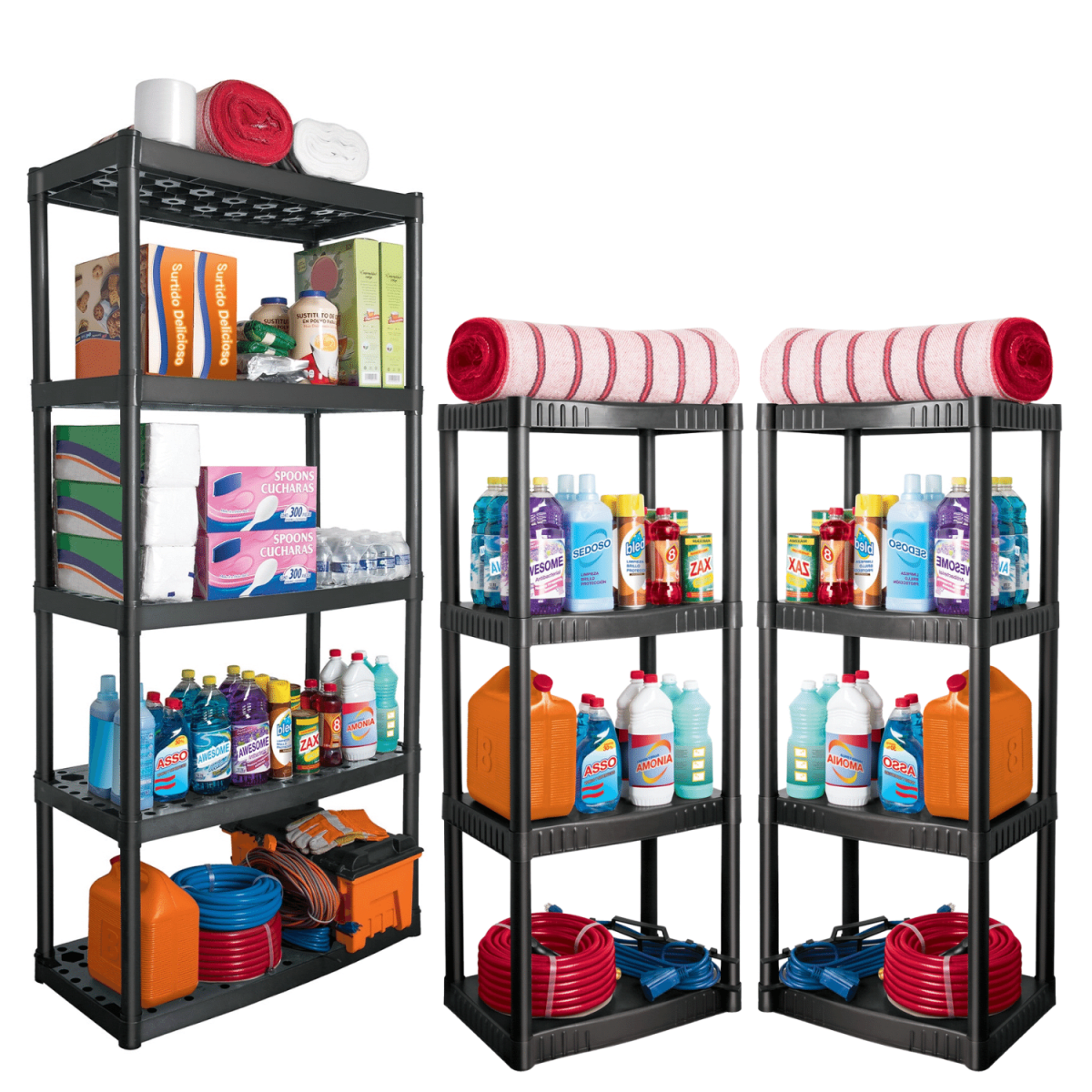 Combo estante 5 repisas Truper + 2 estantes 4 repisas Pretul1