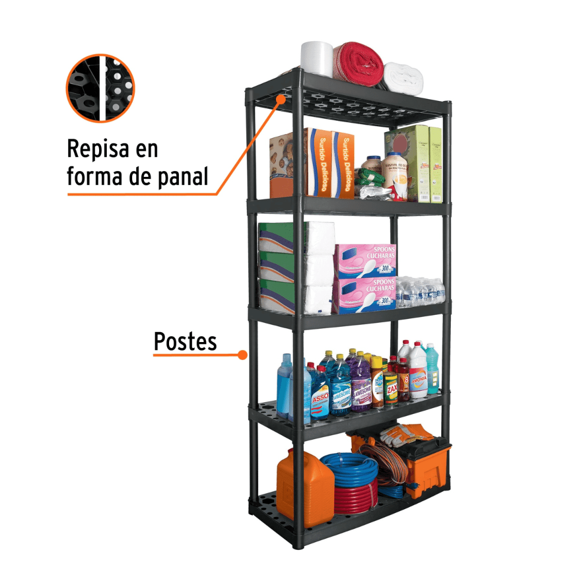 Combo estante 5 repisas Truper + 2 estantes 4 repisas Pretul5