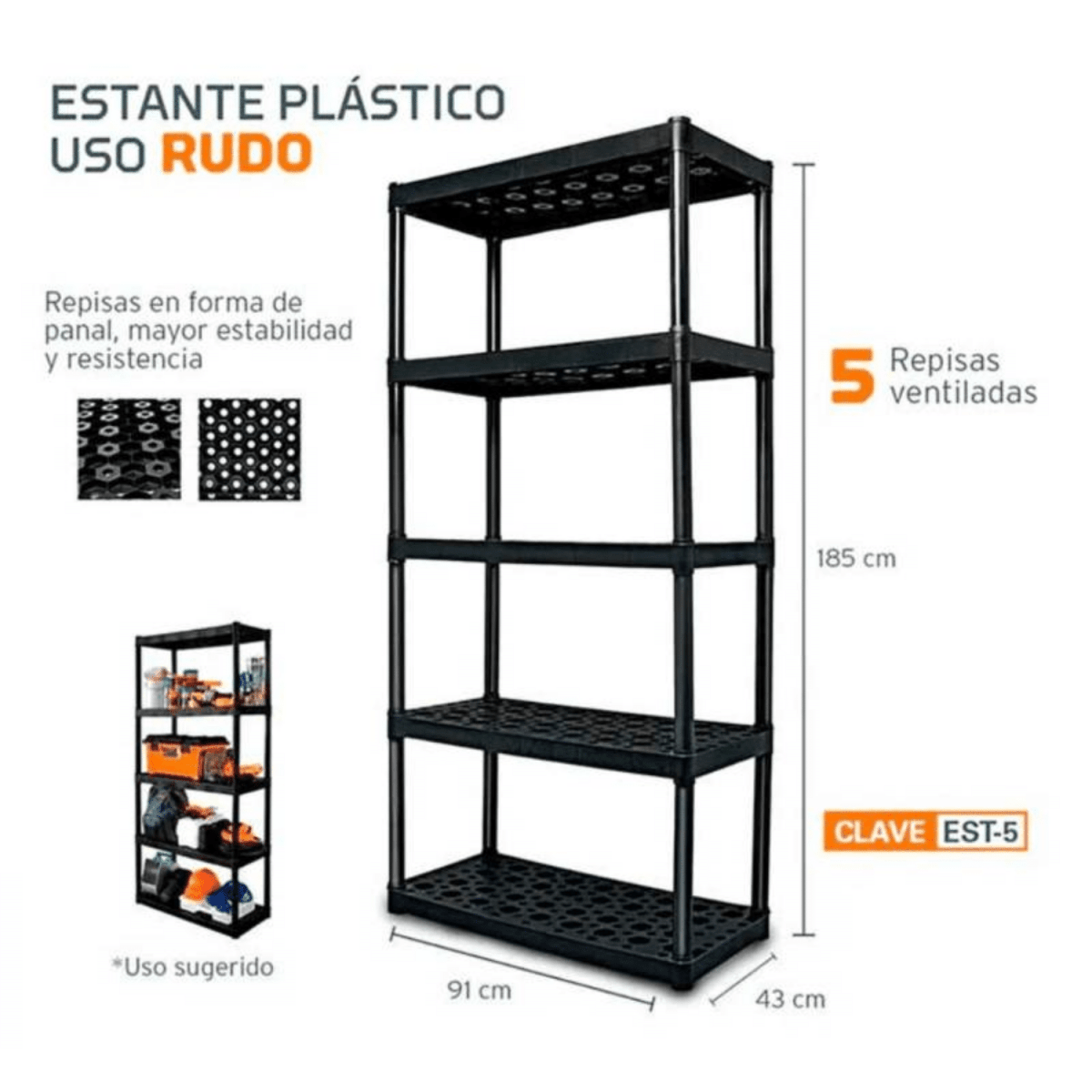 Combo estante 5 repisas Truper + 2 estantes 4 repisas Pretul7