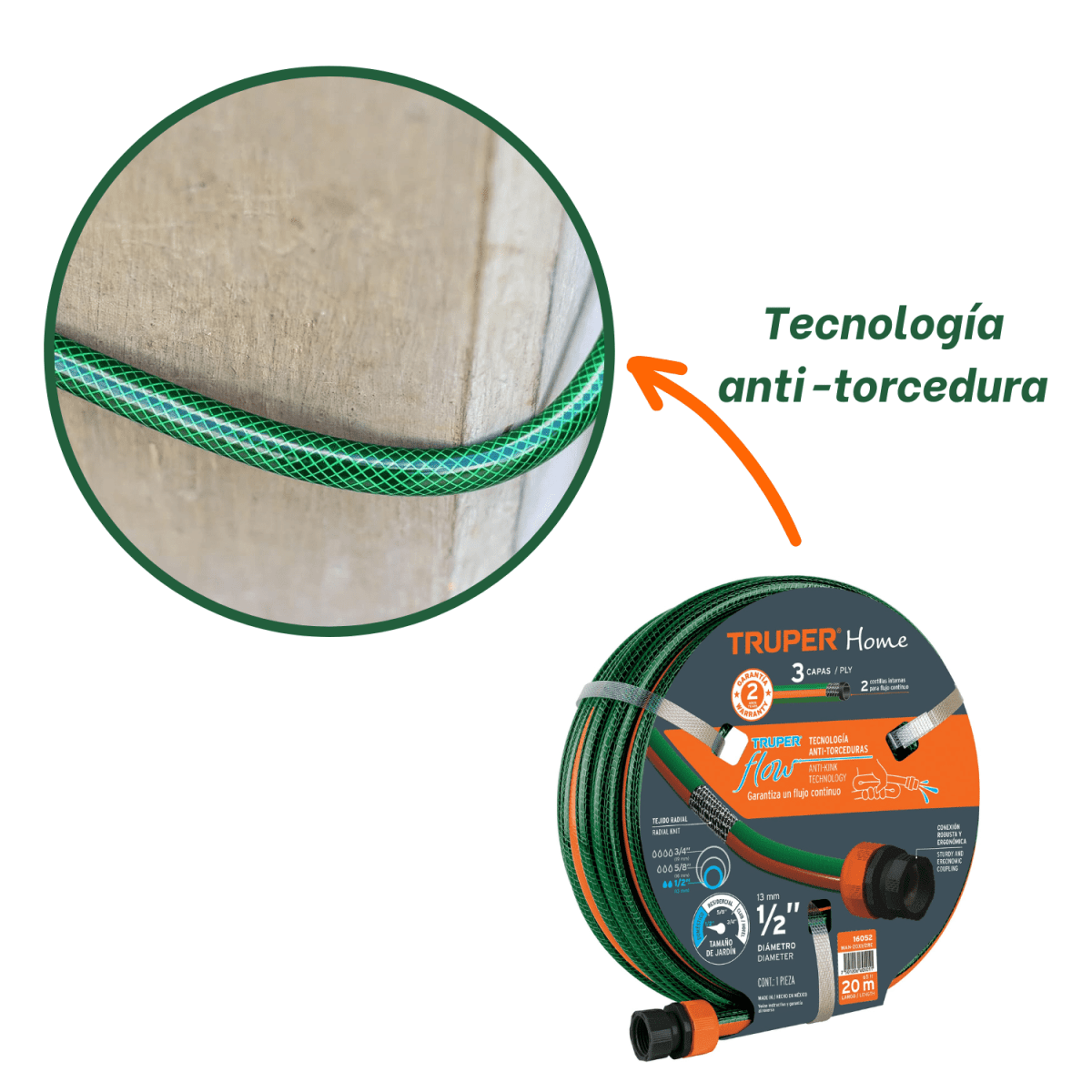 combo aspersor metálico + manguera de 20m y caño de jardín8