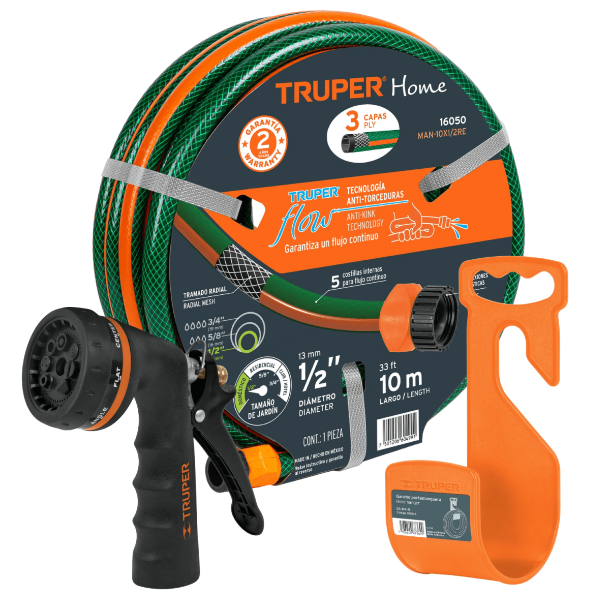 Manguera 10 metros + Portamanguera + Pistola de Riego1