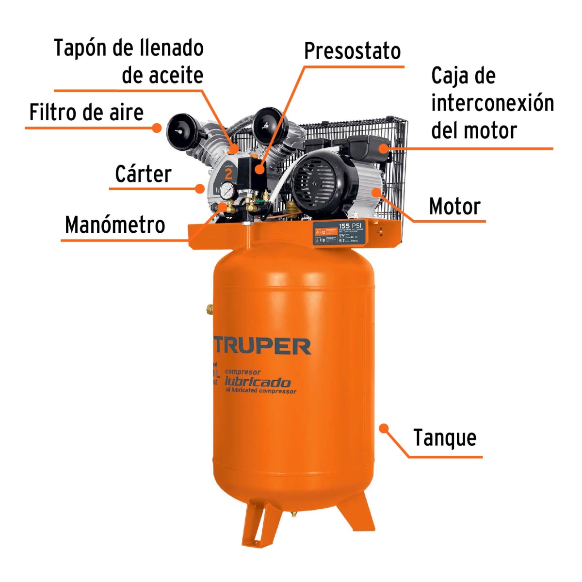 Compresora vertical 120 litros Truper3