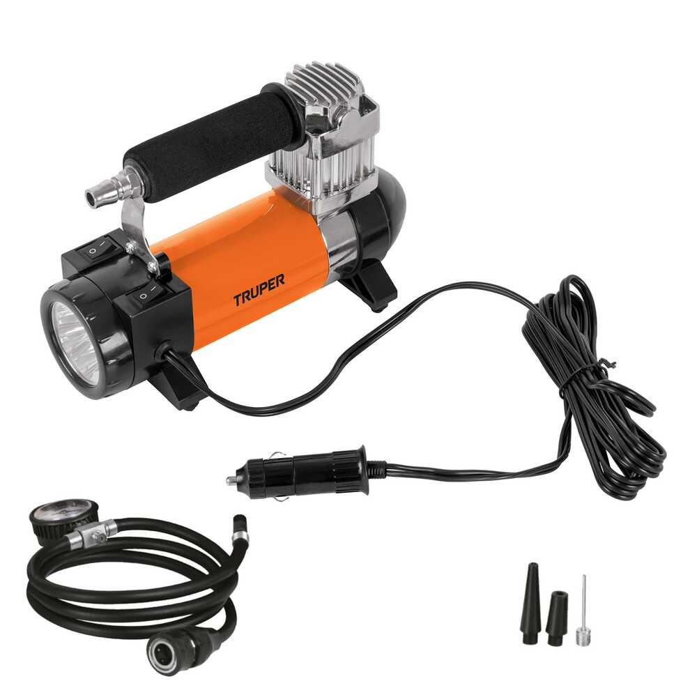 Compresor 12V portatil para auto y Triangulo de Seguridad Truper2