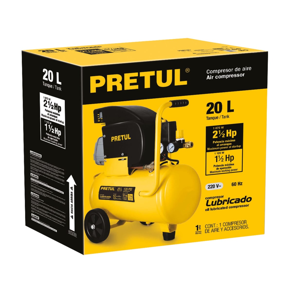 Compresora lubricada de aire 20 L, 220 V/60 Hz, Pretul6