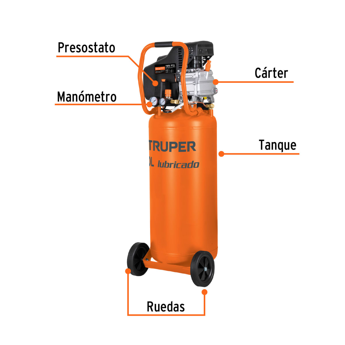 Hidrolavadora a Gasolina Truper + Compresora 80 litros Truper + Aspiradora 30L Total5