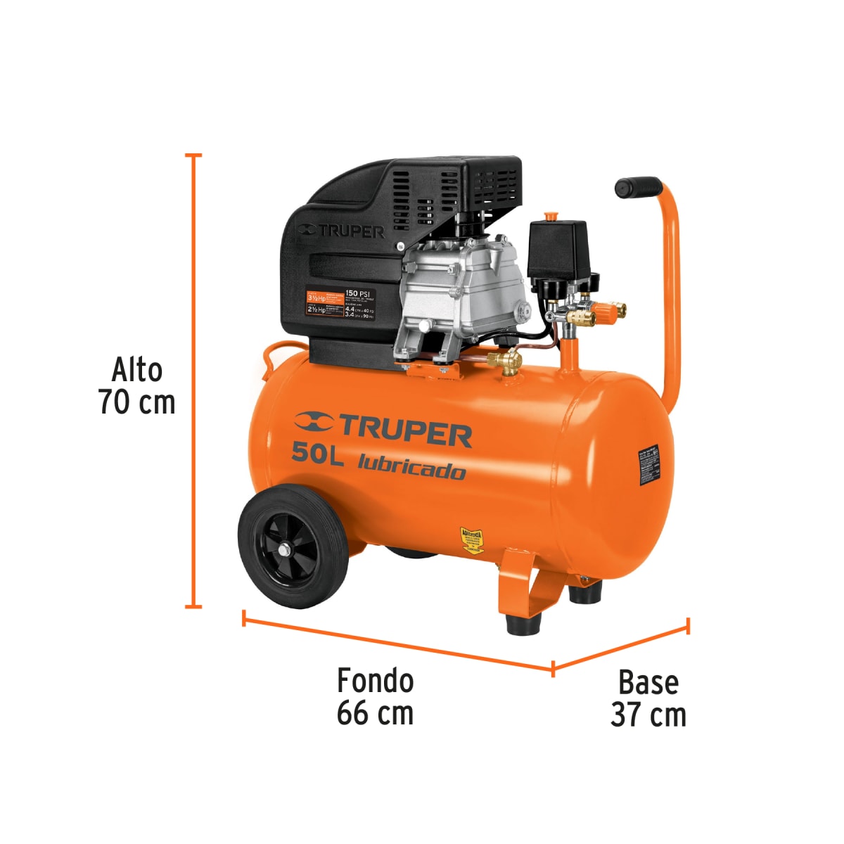 Combo compresora de 50L con manguera y pistola para pintar6