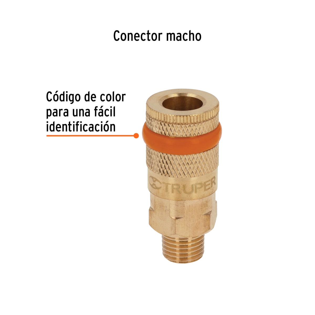 Acople de latón, cuerda 1/4 NPT, macho, Truper2