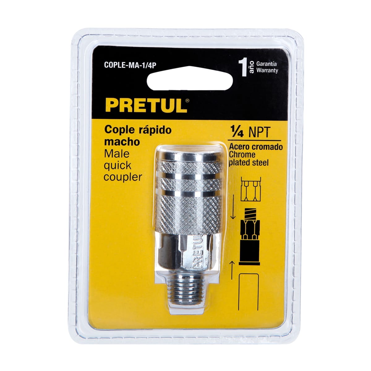 Acople de acero con cuerda 1/4