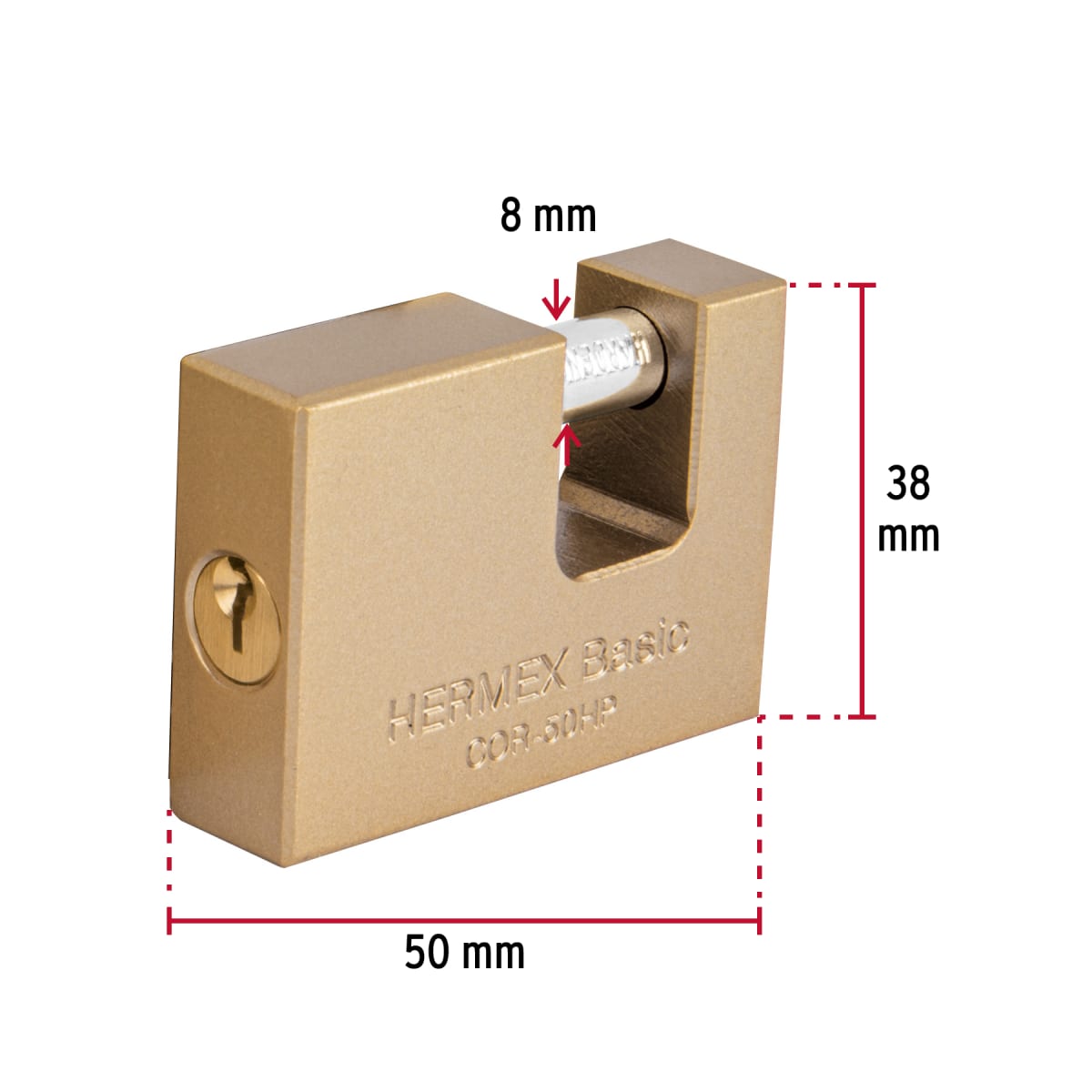 Candado antipalanca 50 mm cuerpo de hierro, Hermex Basic3
