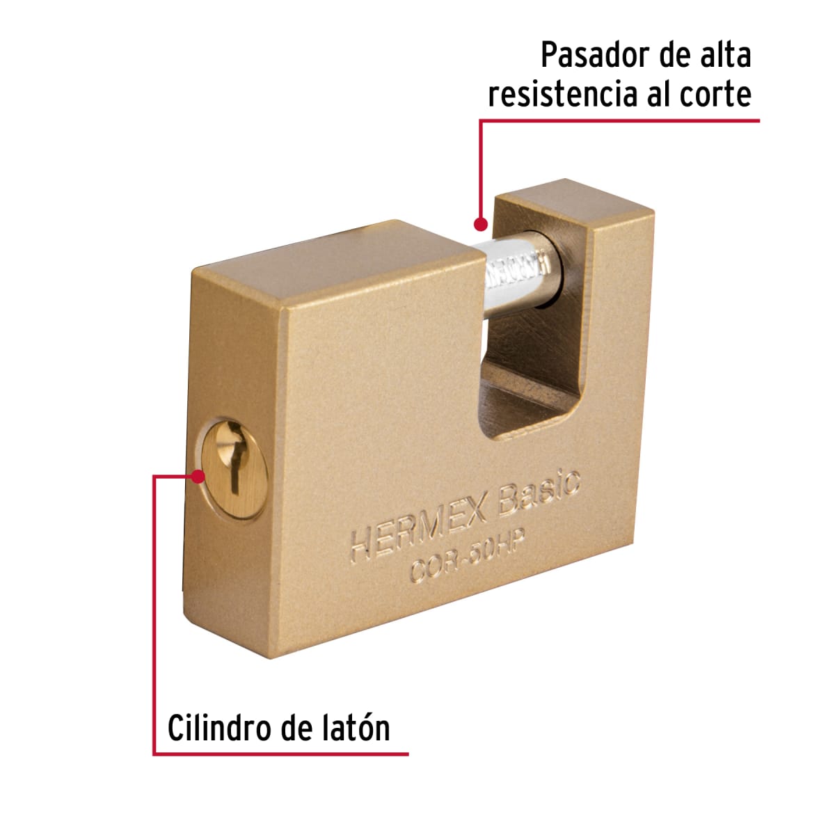 Candado antipalanca 50 mm cuerpo de hierro, Hermex Basic2