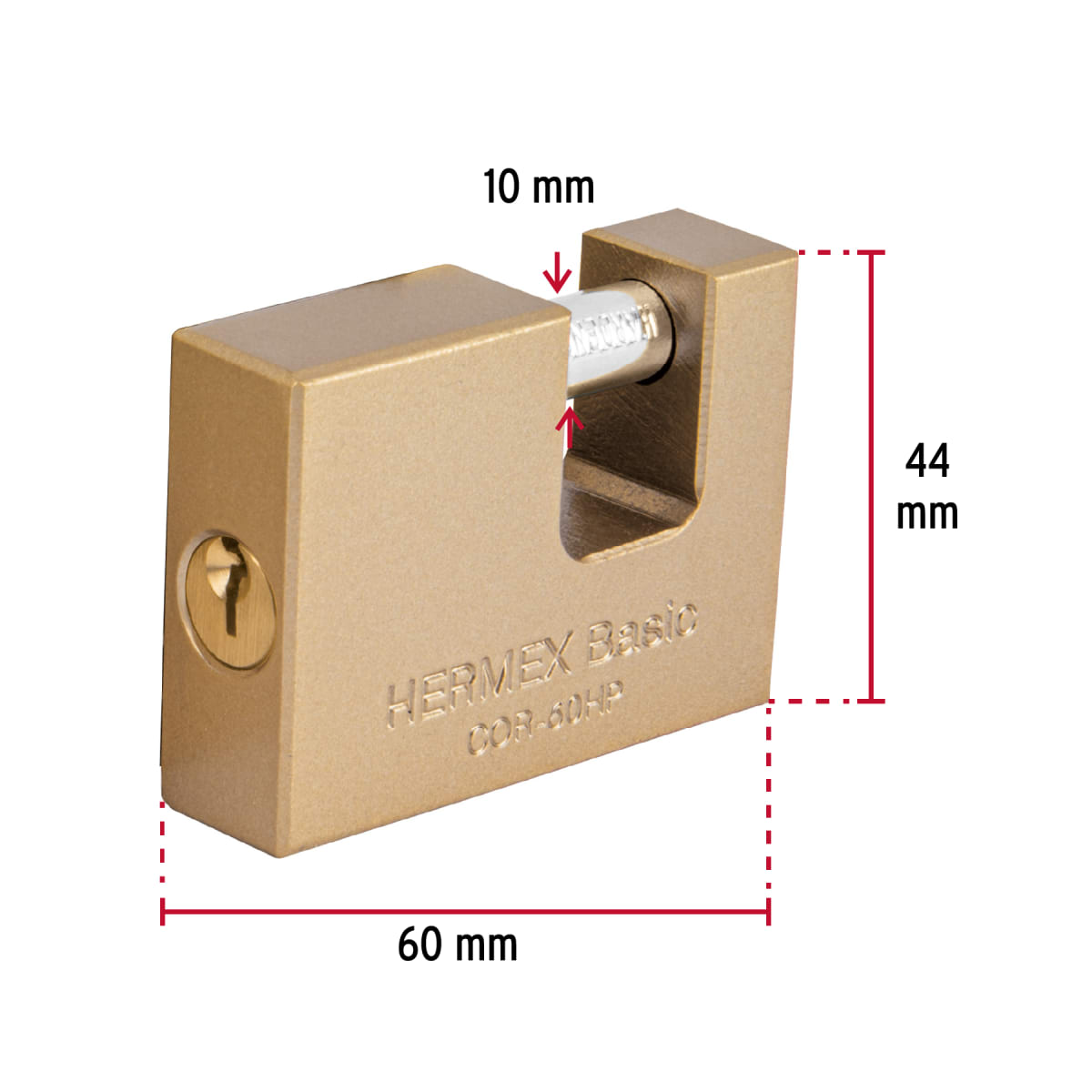 Candado antipalanca 60 mm cuerpo de hierro, Hermex Basic4
