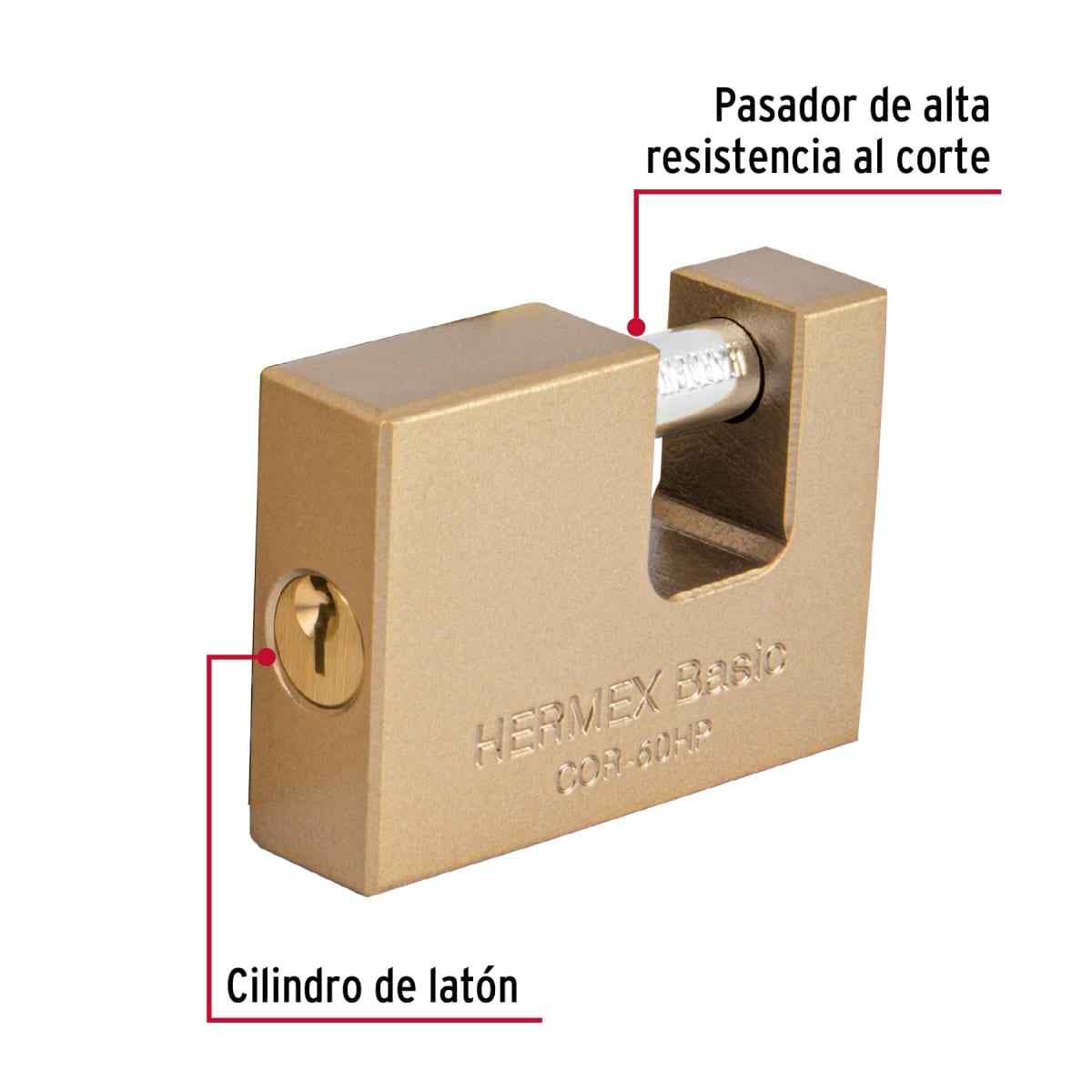 Candado antipalanca 60 mm cuerpo de hierro, Hermex Basic5
