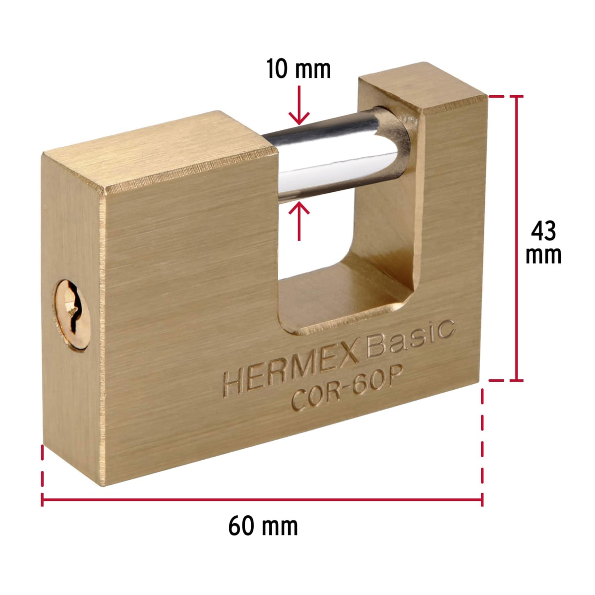 Candado antipalanca 60 mm cuerpo de latón, Hermex Basic3