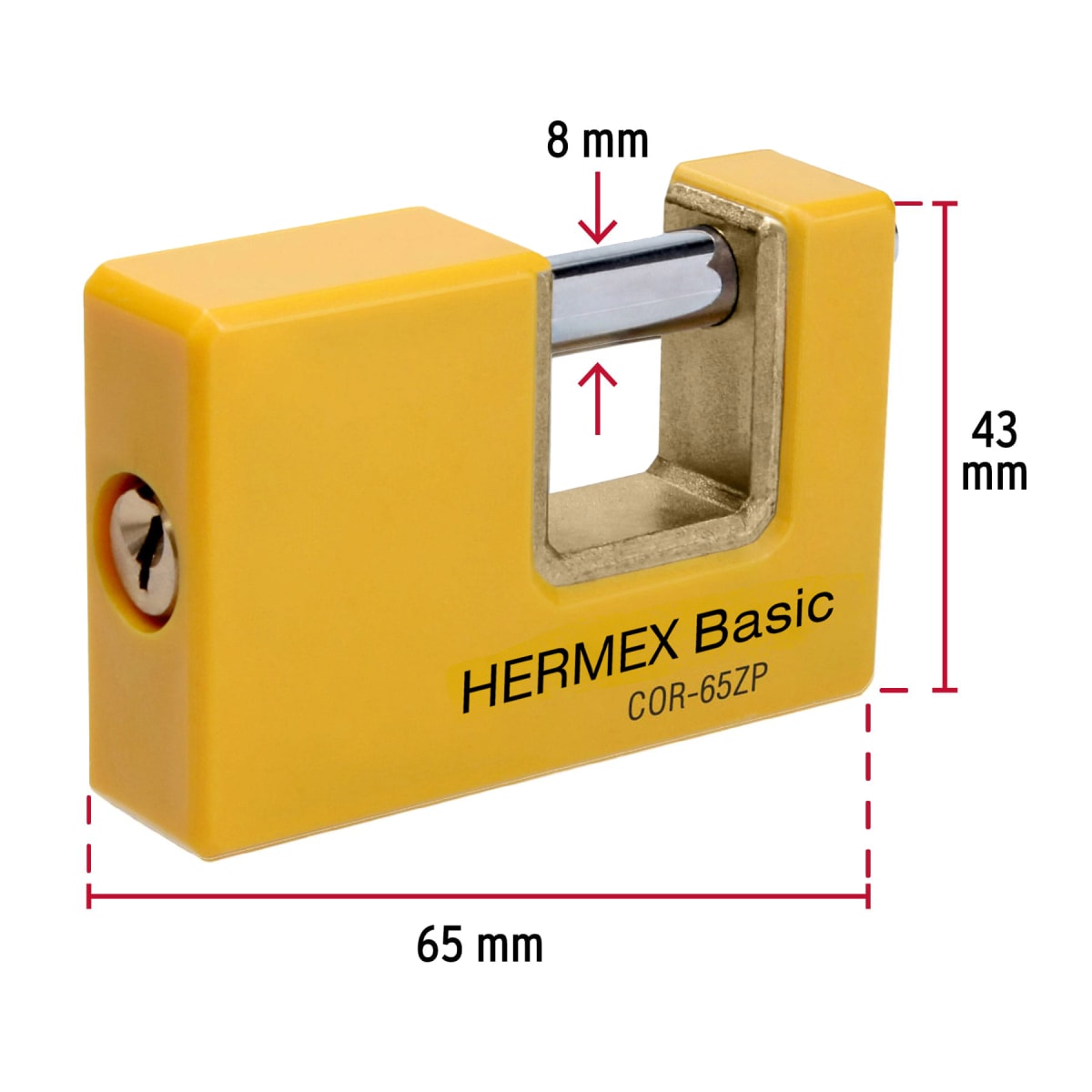 Candado antipalanca 65 mm cuerpo metálico, Hermex Basic3