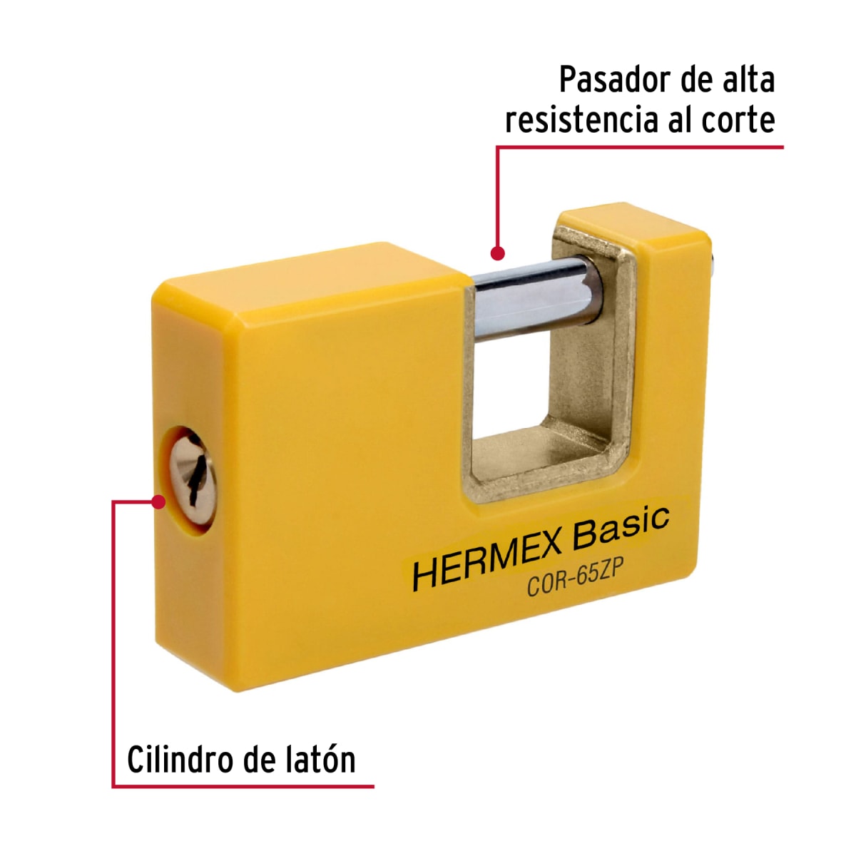 Candado antipalanca 65 mm cuerpo metálico, Hermex Basic2