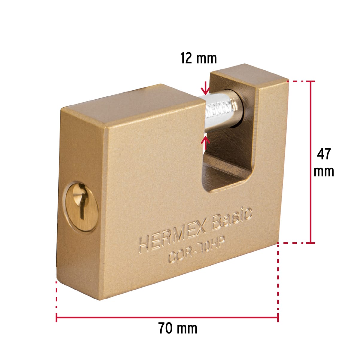 Candado antipalanca 70 mm cuerpo de hierro, Hermex Basic4