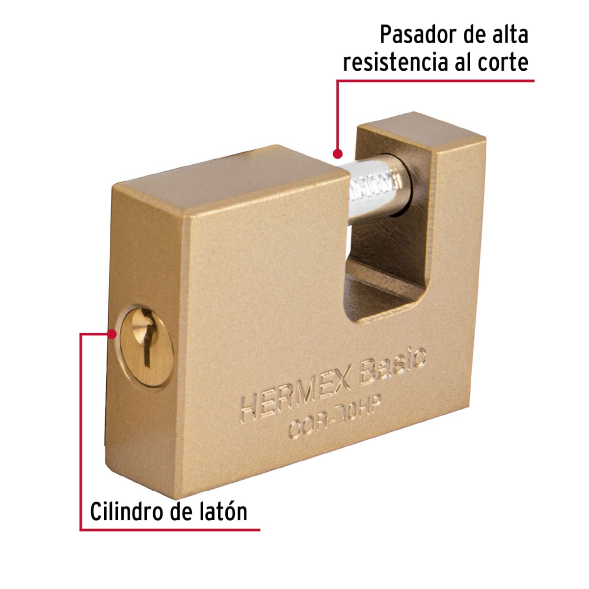 Candado antipalanca 70 mm cuerpo de hierro, Hermex Basic5
