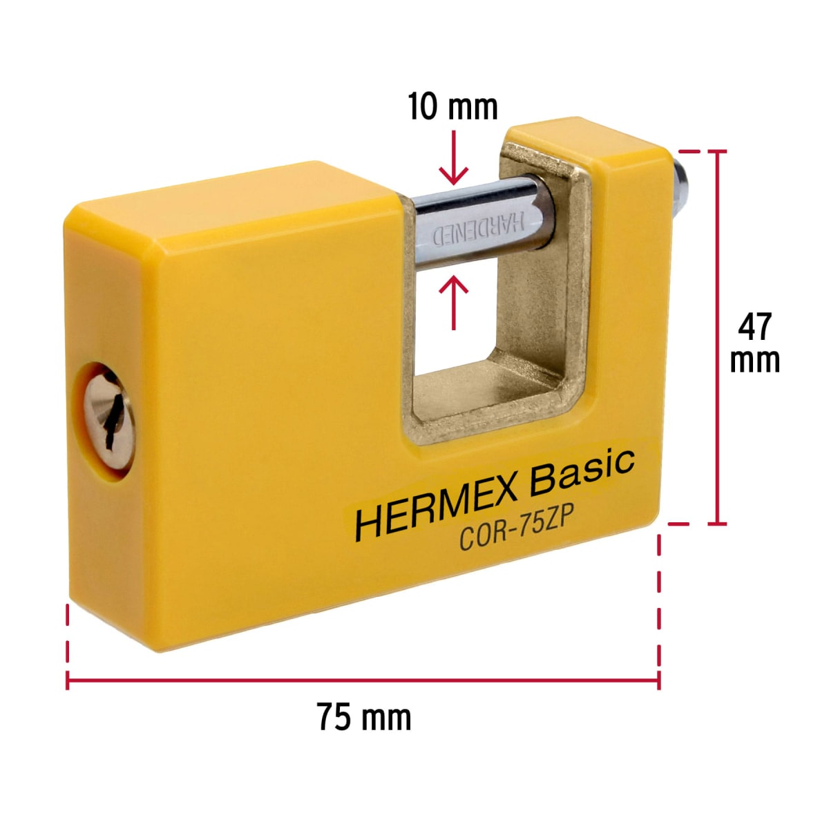 Candado antipalanca 75 mm cuerpo metálico, Hermex Basic3