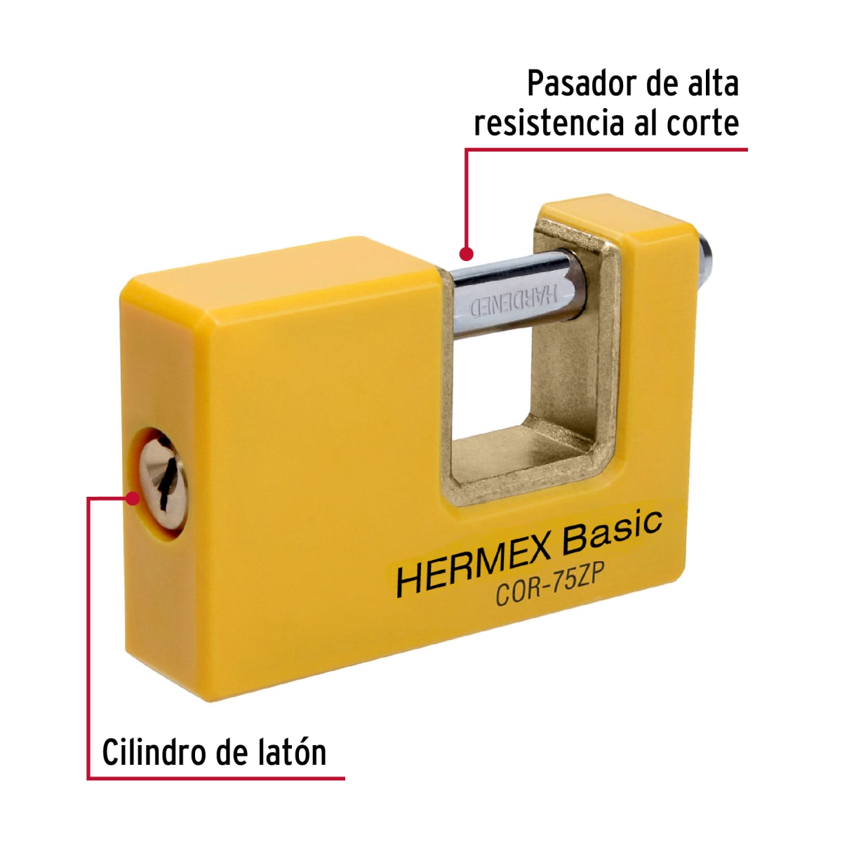 Candado antipalanca 75 mm cuerpo metálico, Hermex Basic2