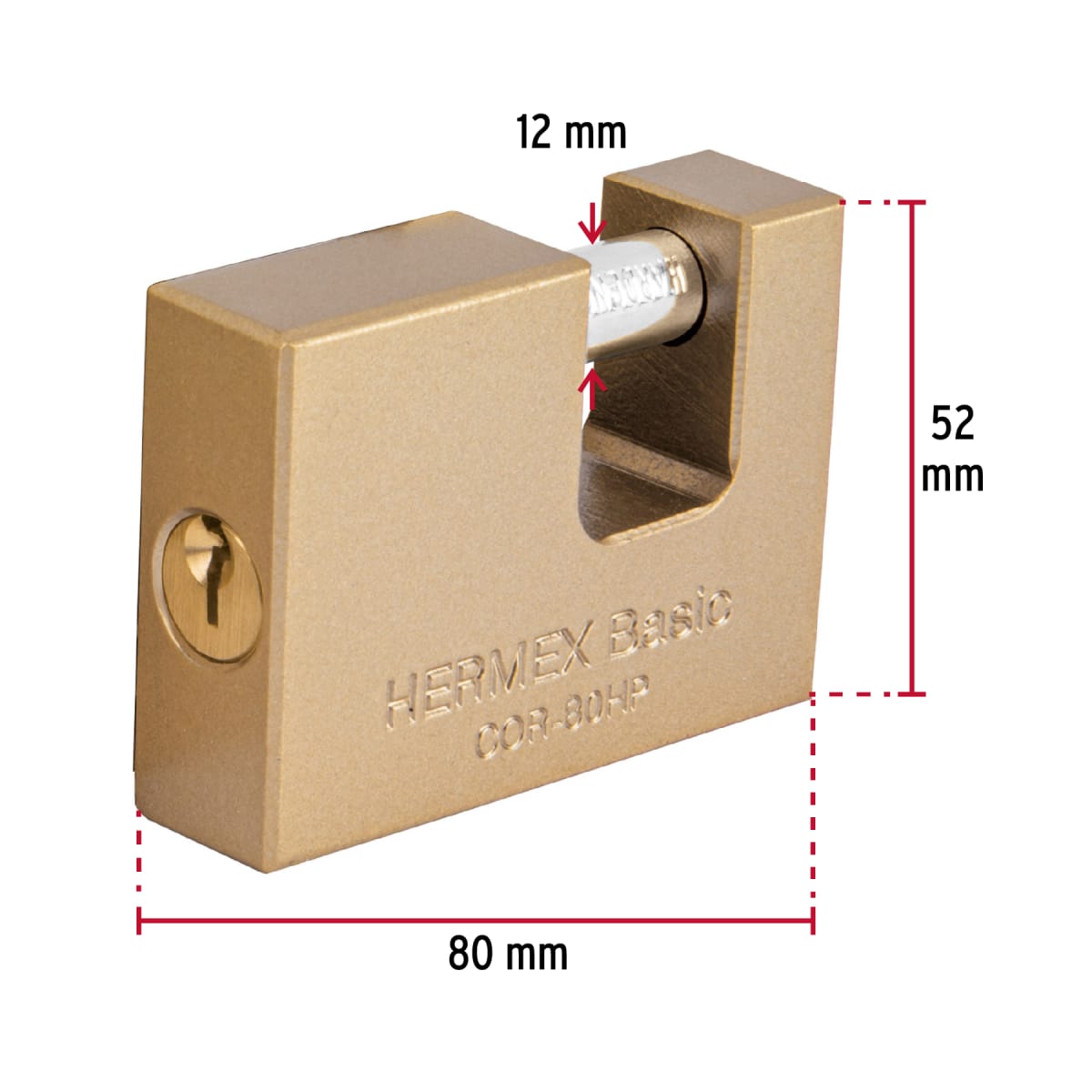 Candado antipalanca 80 mm cuerpo de hierro, Hermex Basic4
