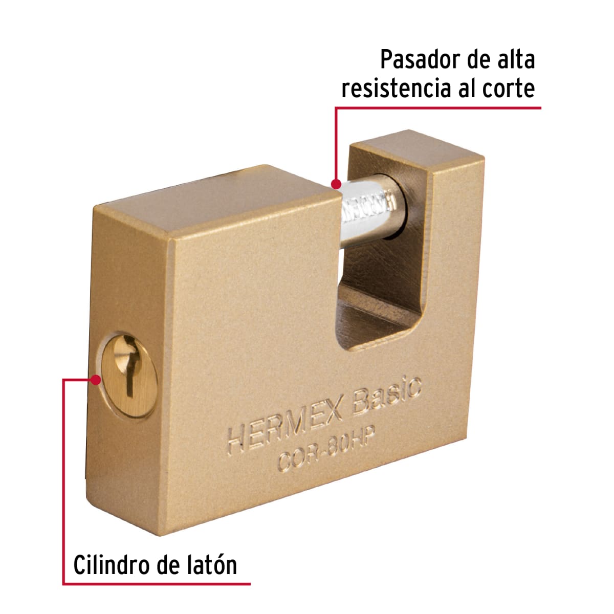 Candado antipalanca 80 mm cuerpo de hierro, Hermex Basic5