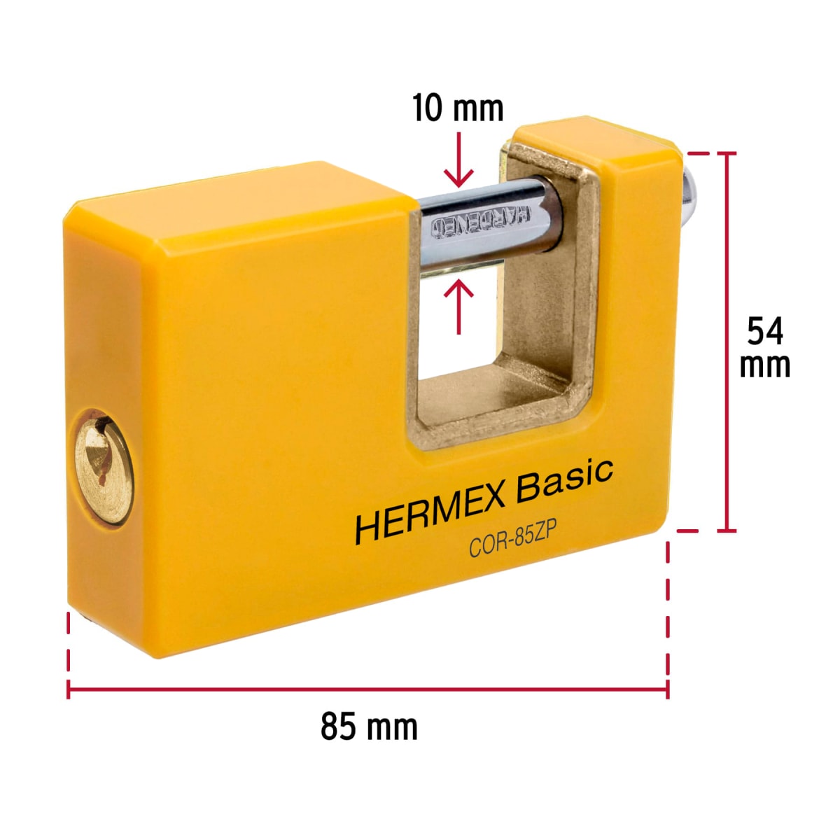 Candado antipalanca 85 mm cuerpo metálico, Hermex Basic3