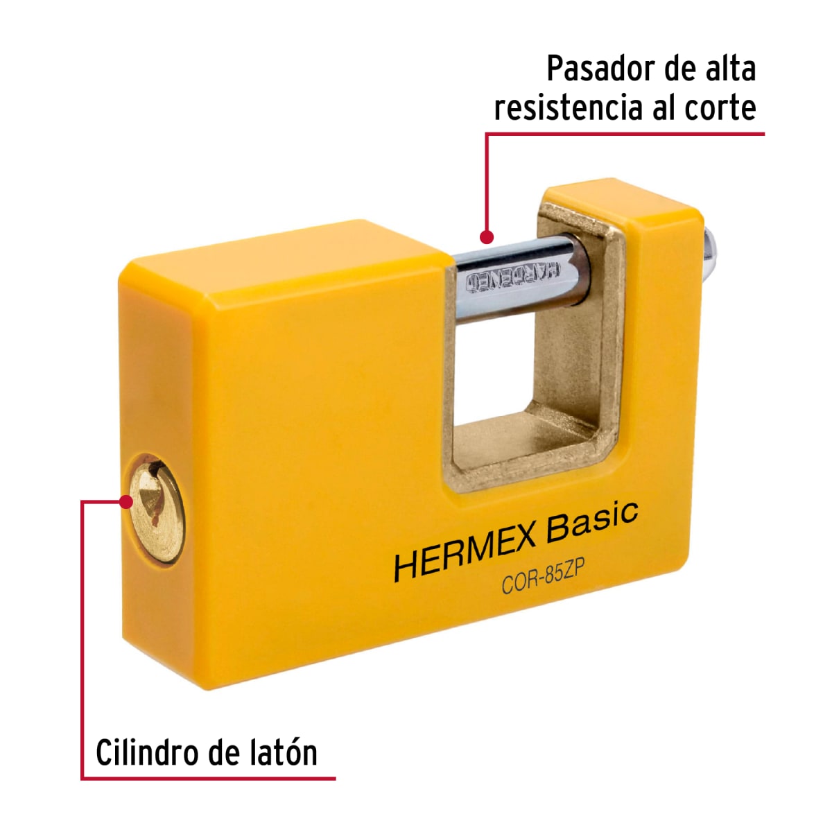Candado antipalanca 85 mm cuerpo metálico, Hermex Basic2