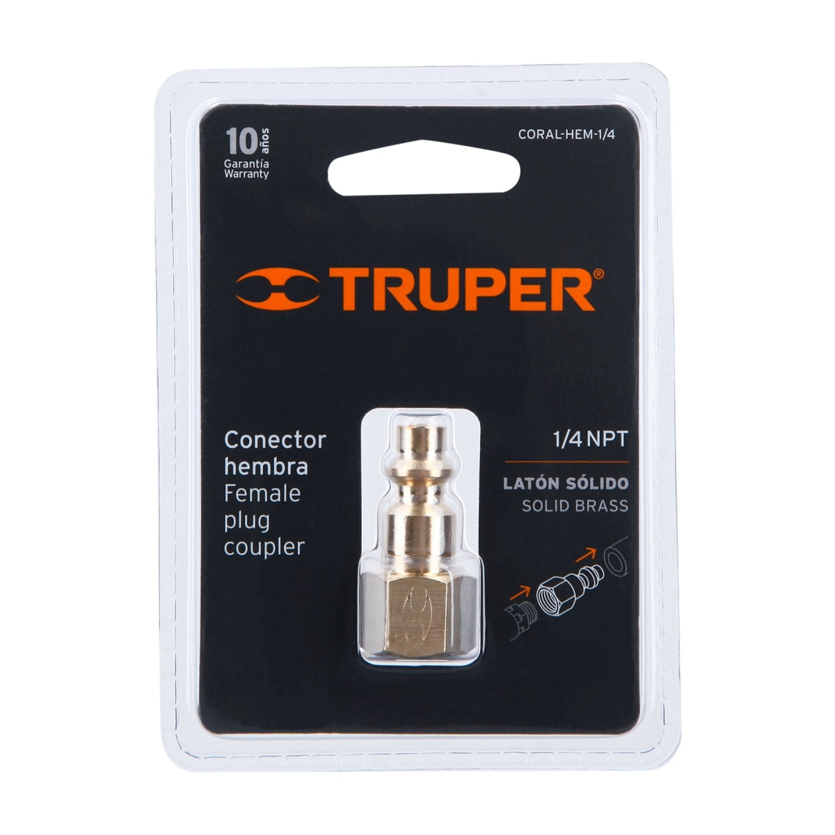 Conector rápido tipo m niquelado cuerda 1/4 npt hembra Truper1