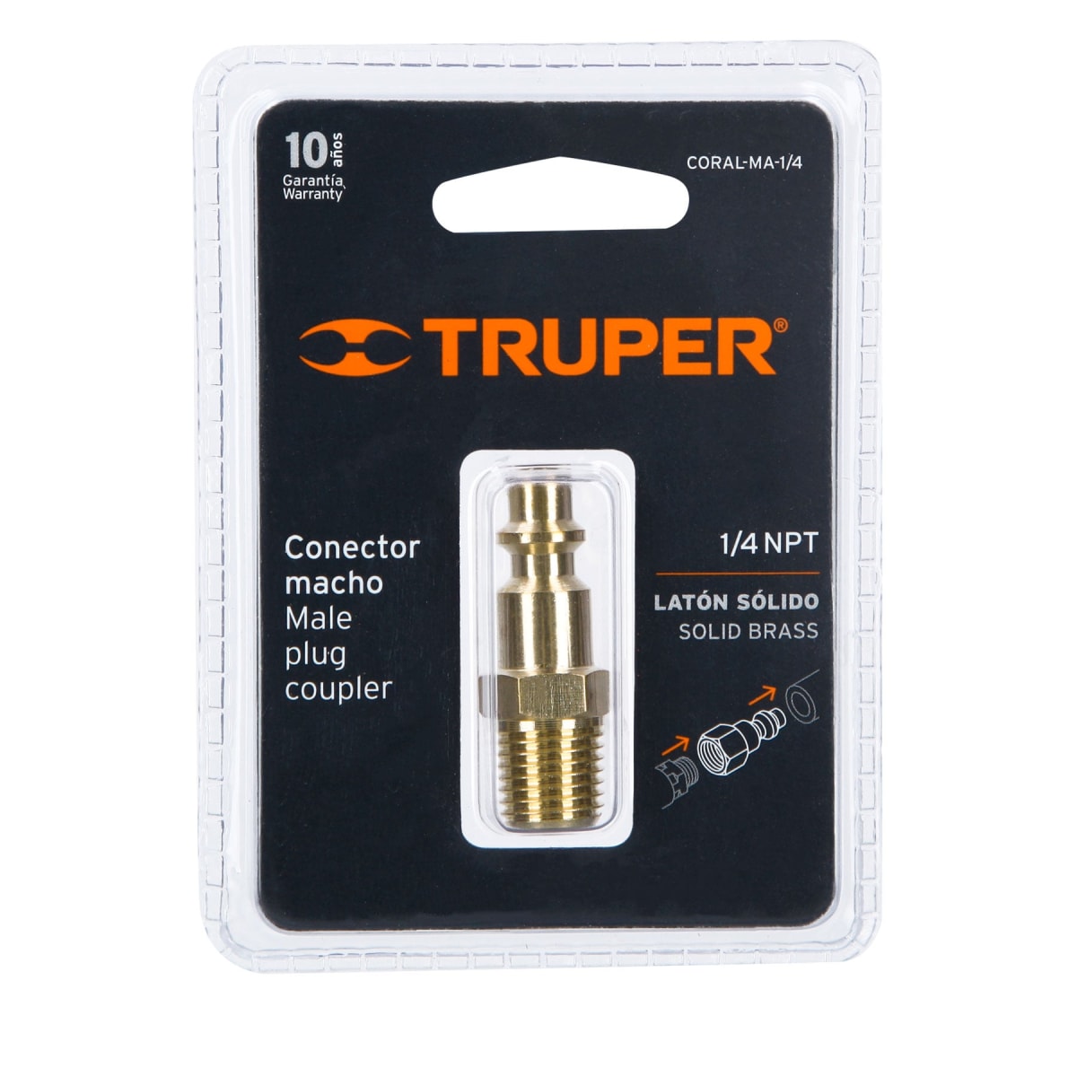 Conector rápido tipo m niquelado cuerda 1/4 npt macho Truper 1